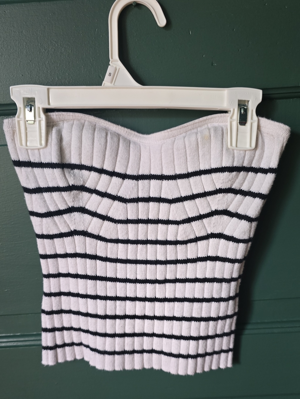 Universal Thread White Ribbed Strapless Tube Top with Black Stripes